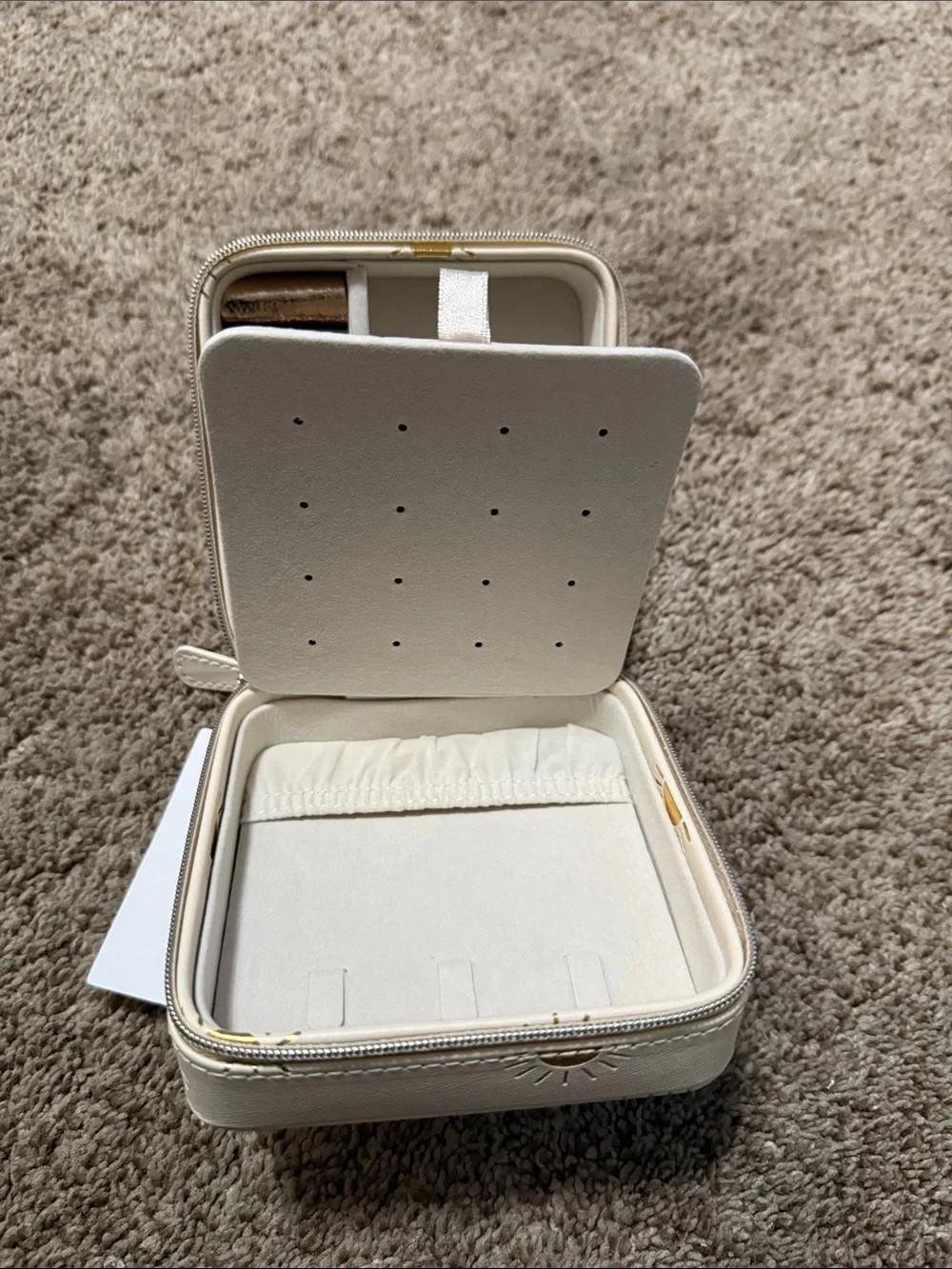 Cream Sun Print Zip Jewelry Case